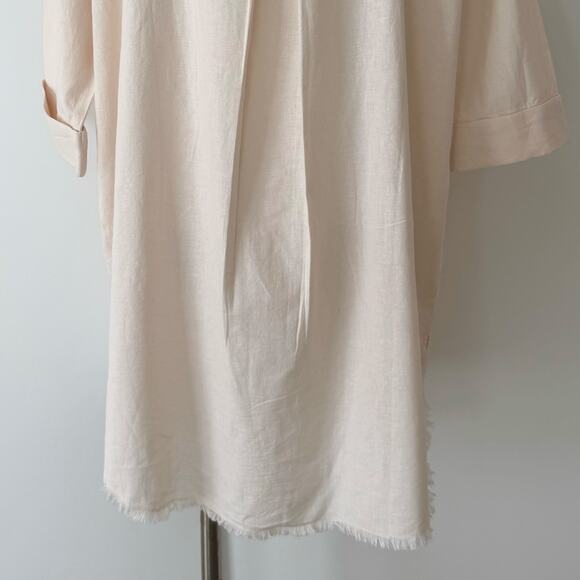 Shore Oversized Linen Shirt Mini Dress Button-Down Seashell Size XS NWT - Picture 9 of 13